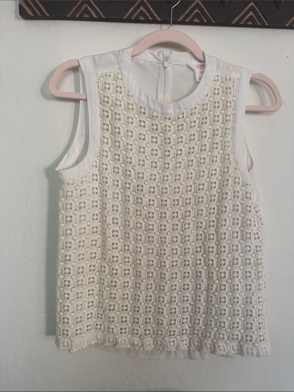 Joe Fresh Ivory Crochet Lace Sleeveless Camisole, size S